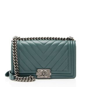 Chanel Chevron Caviar Leather Old Medium Boy Bag